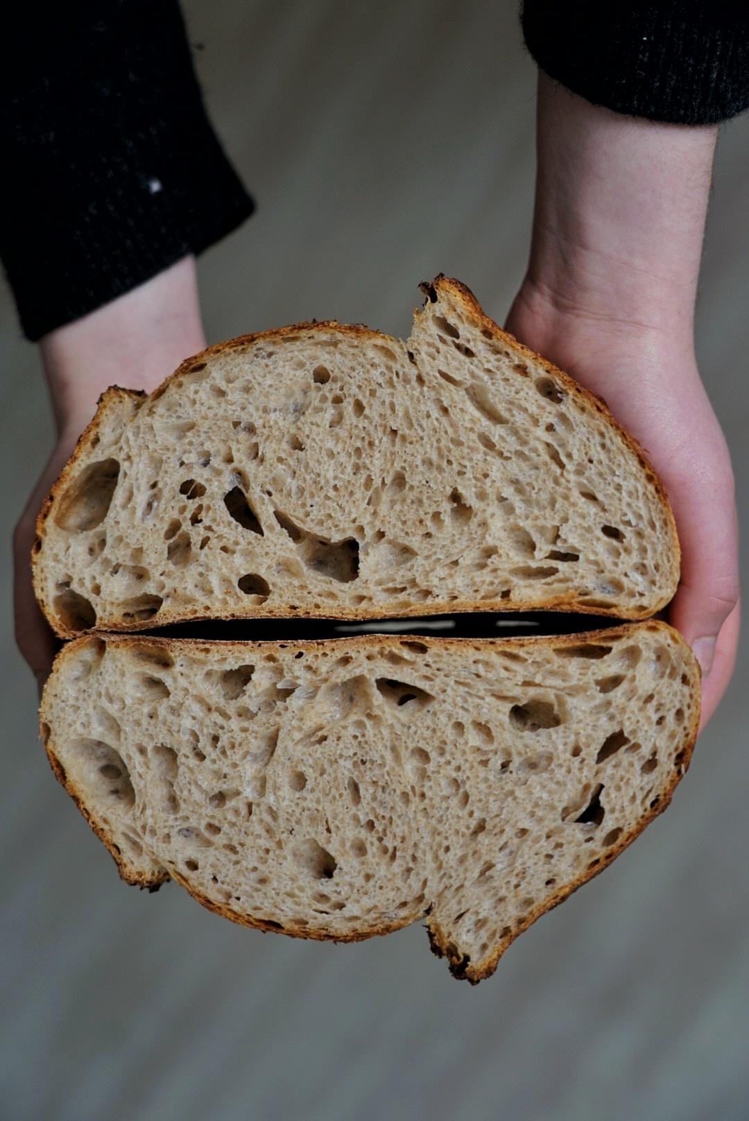 Freshly baked sourdough bread loaf